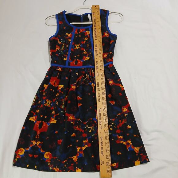 Kensie XS Sleeveless Fit & Flare Fully Lined Black Abstract Print Dress - Picture 12 of 16